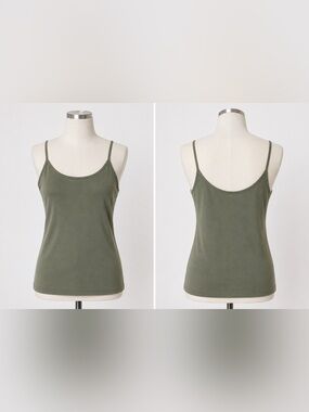 ZARA Olive Green Ribbed Cami Tank | Size L | Capsule Wardrobe 🌿